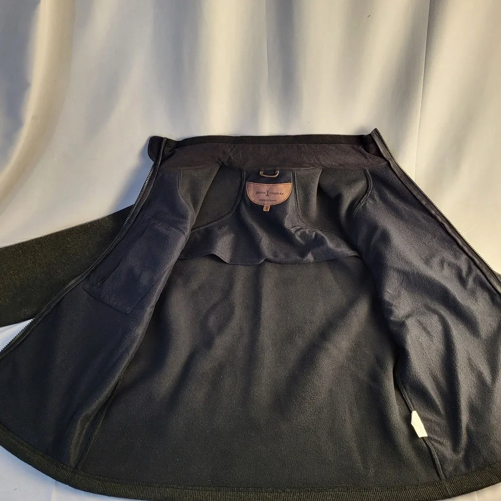 Justin Charles Men's Sm Wool Blend Full Zip Jacket Dark Green Black Canada